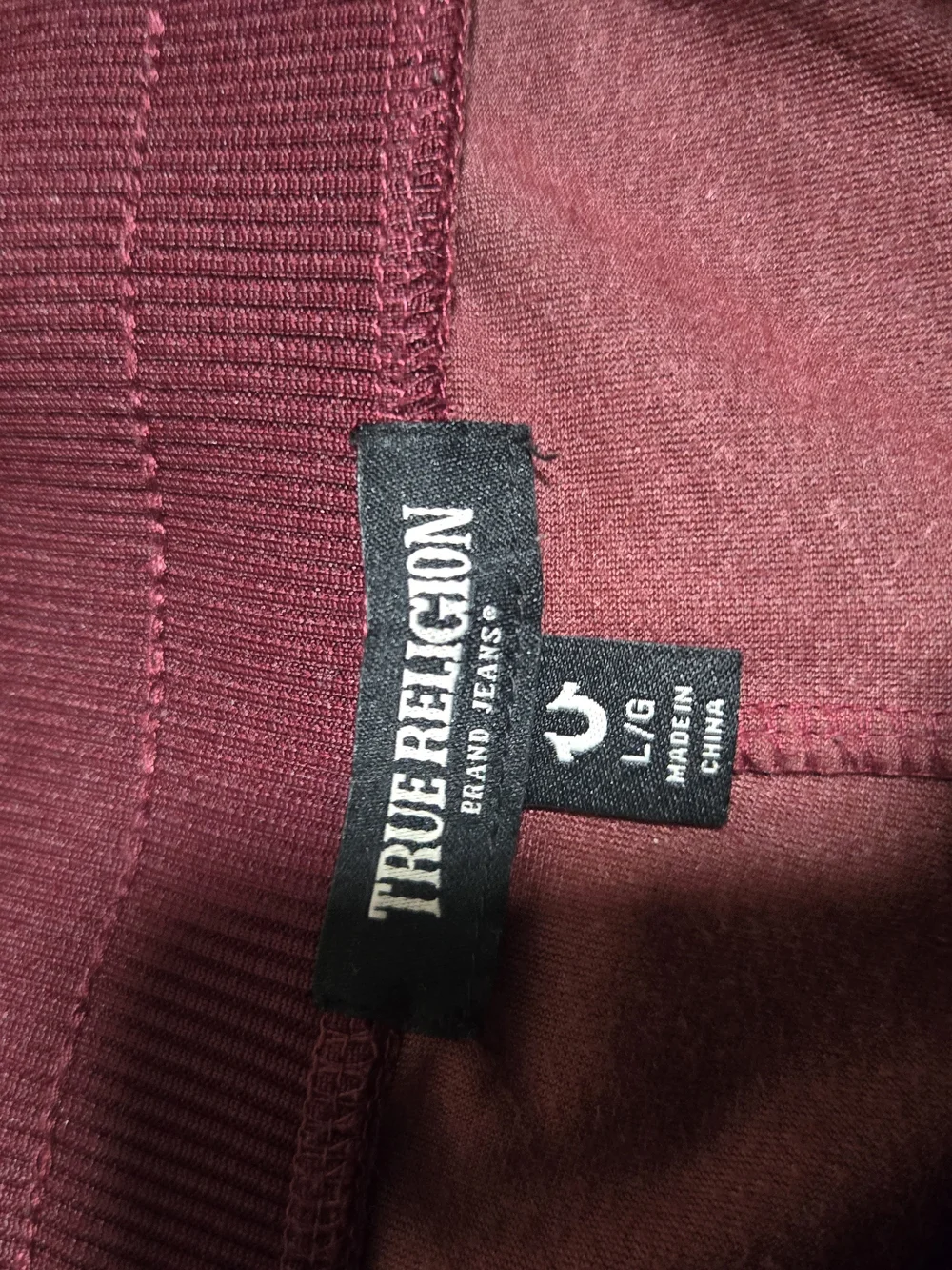 True Religion Maroon Velour Joggers with Logo